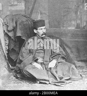 Royaume-Uni: Le capitaine Sir Richard Francis Burton KCMG FRG (19 mars 1821 – 20 octobre 1890) était un explorateur anglais, traducteur, écrivain, soldat, orientaliste, ethnologue, linguiste, poète, hypnotiseur, tireur et diplomate. Il était connu pour ses voyages et ses explorations en Asie et en Afrique ainsi que pour ses connaissances extraordinaires des langues et des cultures. Banque D'Images