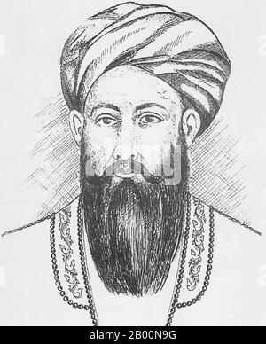 Afghanistan : Roi Mohammed Afzal Khan, Amir d'Afghanistan, 1865-1867. Croquis de Maulvi Abdurab Ahadi. Mohammad Afzal Khan (1811 - 7 octobre 1867) fut l'émir d'Afghanistan de 1865 à 1867. Fils aîné de Dost Mohammed Khan, Afzal Khan a pris le pouvoir de son frère Sher Ali Khan trois ans après la mort de leur père. Après la mort d'Afzal Khan l'année suivante, Sher Ali Khan est réintégré en tant qu'Amir d'Afghanistan. Il était un pachtoune ethnique et appartient à la tribu Barakzai. Banque D'Images