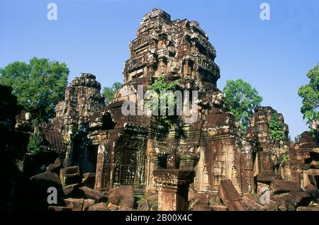 Cambodge: Tour centrale dans l'enceinte intérieure, Ta Som, Angkor. Ta Som a été construit à la fin du XIIe siècle pour le roi Jayavarman VII et est dédié à son père Dharanindravarman II qui fut roi de l'Empire khmer de 1150 à 1160. Banque D'Images