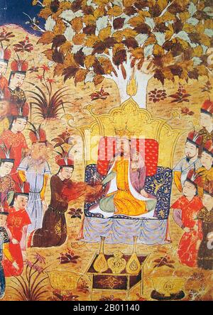 Mongolie : le couronnement de l'Ogedei Khan en 1229. Illustration par Rashid al-DIN Hamadani (1237-1318), début du XIVe siècle. Ogedei Khan (c. 1186-1241) fut le second Khagan de l'Empire mongol, succédant à son père Gengis Khan en 1229. Il était le troisième fils de Gengis, et continua l'expansion de l'empire de son père, devenant une figure du monde quand l'empire mongol a atteint sa plus grande étendue à l'ouest et au sud après l'invasion mongole de l'Asie de l'est et de l'Europe. Banque D'Images