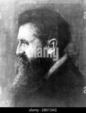 Autriche/Israël: Theodor Herzl (2 mai 1860 – 3 juillet 1904), journaliste autrichien et sioniste. Portrait de Hermann frappé (1876-1944), 1903. Theodor Herzl (1860-1904), né Benjamin Ze’ev Herzl, également connu en hébreu sous le nom de Hozeh HaMedinah, ou « visionnaire de l’État » était un journaliste austro-hongrois et le père du sionisme politique moderne et, en fait, de l’État d’Israël. Il est né et est mort en Autriche; en 1949, ses restes ont été déplacés de Vienne pour être réenterrés sur le Mont Herzl à Jérusalem. Banque D'Images