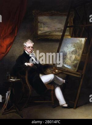 Angleterre : autoportrait du peintre George Chinnery (5 janvier 1774 – 30 mai 1852). Peinture à l'huile sur toile, c. 1840. George Chinnery était un peintre anglais qui a passé la plus grande partie de sa vie en Asie, en particulier en Inde et dans le sud de la Chine. Chinnery est né à Londres et, après une formation en Angleterre, est devenu un célèbre peintre de portrait en Irlande en 1802. Il a épousé sa femme Marianne le 19 avril 1799 à Dublin. Son père possédait plusieurs navires de commerce et son frère aîné, William Chinnery, possédait ce qui est maintenant Gilwell Park. Il était un ami proche de l'artiste, William Armfield Hobday. Banque D'Images