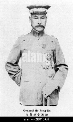 Chine : He Fenglin (Wade-Giles : Ho Feng-lin, 1873-1935) était un seigneur de la guerre pendant la période républicaine chinoise, au début du XXe siècle. Il Fenglin a obtenu son diplôme de l'Académie militaire de Beiyang, puis il est entré dans la nouvelle Armée. En mai 1912, il est promu commandant de la 8e Brigade de la 4e Division. Après la mort de Yuan Shikai, il Fenglin rejoint le commandant de la clique Anhui lu Yongxiang. Plus tard, il a participé à la clique de Fengtian. Lorsque Zhang Zuolin est devenu Generalissimo, il est nommé Commandant suprême du corps d'armée modèle de l'Anguojun ('Armée de pays pacifique'). Banque D'Images