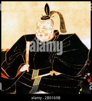 Japon : Tokugawa Ieyasu (31 janvier 1543 – 1er juin 1616), fondateur et premier dirigeant du shogunat Tokugawa (1600-1868).Peinture à la spirale suspendue par Kano Tan'yu (1602-1674), XVIIe siècle.Tokugawa Ieyasu, né Matsudaira Takechiyo, fut le fondateur et le premier shogun du shogunat Tokugawa du Japon, qui régna de la bataille de Sekigahara en 1600 jusqu'à la restauration de Meiji en 1868.Ieyasu a pris le pouvoir en 1600, a reçu une nomination comme shogun en 1603, a renoncé à ses fonctions en 1605, mais est resté au pouvoir jusqu'à sa mort en 1616.Ieyasu a été enchâssé à titre posthume à Nikkō Tōshō-gū. Banque D'Images