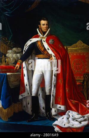 Pays-Bas: William I (24 août 1772 - 12 décembre 1843), Roi des pays-Bas (r.1815-1840).Peinture à l'huile sur toile par Joseph Paelinck (1781-1839), 1819.Guillaume I était le prince d'Orange, le grand-duc de Luxembourg et le roi des pays-Bas.Fils du dernier Stadtholder de la République néerlandaise, il devient le dirigeant de la Principauté de Nassau-Orange-Fulda après un accord avec Napoléon en 1803, qui le dépose plus tard en 1806.Il a été invité à devenir le prince souverain des pays-Bas Unis après la défaite de Napoléon en 1813, et s'est proclamé roi en 1815. Banque D'Images