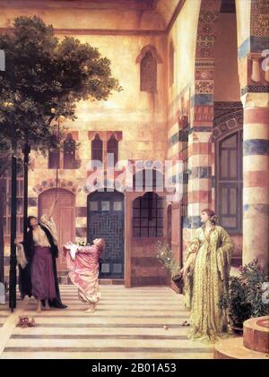 Syrie: 'Vieux Damas, quartier de Jew'. Peinture huile sur toile par Lord Frederic Leighton (3 décembre 1830 - 25 janvier 1896), 1874. Les Juifs syriens sont des Juifs qui habitent la région de l'état moderne de la Syrie, et leurs descendants nés hors de la Syrie. Les Juifs syriens tirent leur origine de deux groupes : des Juifs qui habitaient la région de la Syrie d'aujourd'hui des temps anciens (connus sous le nom de Juifs Musta'arabi, et parfois classés comme Juifs Mizrahi); et des Juifs Sephardi, qui ont fui en Syrie après leur expulsion d'Espagne en 1492. Banque D'Images
