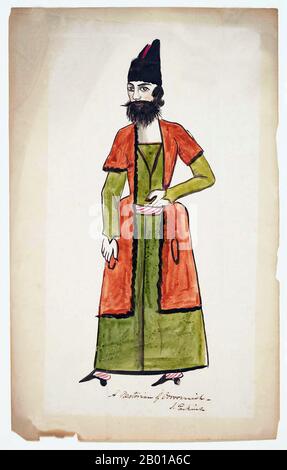 Iran: 'Un Nestorian d'Oroquian'. Croquis aquarelle de Justin Perkins (1805-1869), Urmia, 1839. Justin Perkins est né dans une ferme du Massachusetts et a fait ses études à Amherst et au séminaire théologique d'Andover. De 1833 jusqu'à peu avant sa mort en 1869, il a servi comme missionnaire auprès des chrétiens Nestoriens de Qentra Iran (1794-1925) sous les auspices de la Commission américaine des commissaires des missions étrangères. Il a été le premier missionnaire américain à Qajar Iran, ainsi qu'un éminent érudit de Syriac. Il a développé un alphabet pour l'écriture de Syriac moderne. Banque D'Images