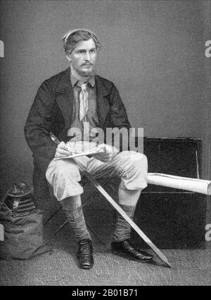 Royaume-Uni/Afrique centrale: James Grant (11 avril 1827 - 11 février 1892), explorateur écossais. Gravure en crépi par S. Hollyer (fl. 19th siècle), c. 1864. James Augustus Grant était un explorateur écossais de l'Afrique équatoriale orientale. En 1860, Grant rejoint John Hanning Speke dans l'expédition mémorable qui a résolu le problème des sources du Nil. Ils quittèrent Zanzibar en 1860 et atteignirent Gondokoro, où les voyageurs étaient de nouveau en contact avec ce qu'ils considéraient comme la civilisation, en 1863. Speke était le chef de file, mais Grant a mené plusieurs enquêtes indépendantes et des découvertes botaniques. Banque D'Images