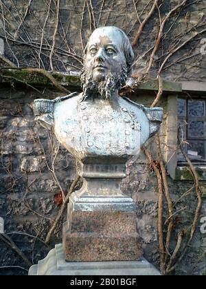 France/Vietnam : buste d'Henri Laurent Rivière (1827-1883), officier de marine et impérialiste français, cimetière de Montmartre, Paris. Henri Laurent Rivière était un officier de marine et écrivain français, surtout rappelé aujourd'hui pour son rôle dans l'avancement de la conquête française de Tonkin (nord du Vietnam) en 1880s. La prise par Rivière de la citadelle de Hanoï en avril 1882 a inauguré une période d'hostilités non déclarées entre la France et la Chine qui a culminé deux ans plus tard dans la guerre sino-française (1884-1885). Banque D'Images