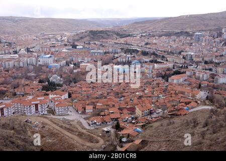 Vue panoramique sur le centre-ville de Çankırı depuis la colline Banque D'Images