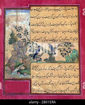 Inde: Animaux de l'Hindustan - étoiles de bétail, appelé pandāvalī. Peinture miniature de la Baburnama, fin du 16th siècle. Bāburnāma (littéralement: 'Livre de Babur' ou 'lettres de Babur'; ou connu sous le nom de Tuzk-e Babri) est le nom donné aux mémoires de Ẓahīr ud-Dīn Muḥammad Bābur (1483-1530), fondateur de l'Empire moghol et un arrière-arrière-petit-fils de Timur. C'est une œuvre autobiographique, écrite à l'origine dans la langue Chagatai, connue par Babur sous le nom de 'Turki' (signifiant turc), la langue parlée des Andijan-Timuridés. Banque D'Images