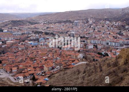 Vue panoramique sur le centre-ville de Çankırı depuis la colline Banque D'Images