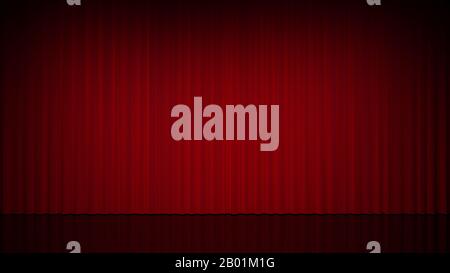 Rideau en velours rouge. illustration tridimensionnelle. Fermé. Banque D'Images
