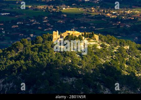 Ancien monastère Santuari de la Mare de Deu del Puig à Pollensa, 09.01.2020, Luftbild, Espagne, Iles Baléares, Majorque, Pollenca Banque D'Images