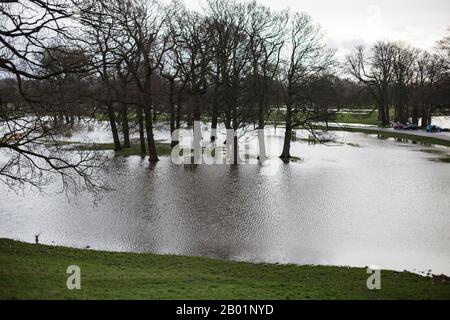 Le parc Rickerby est inondée de la tempête desmond à Carlisle Banque D'Images