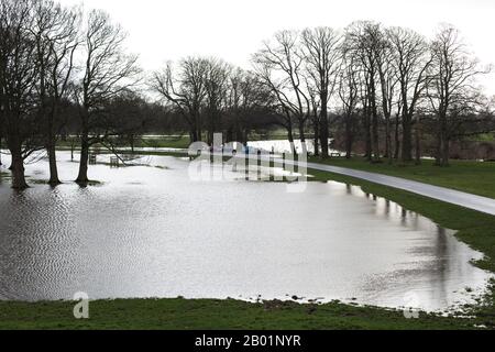 Rickerby Patk dans les inondations est la cause de la tempête desmond à Carlisle. Banque D'Images