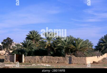 Syrie : complexe typique de maison murée trouvé dans Tadmur moderne (Palmyre). Palmyre était une ancienne ville en Syrie. C’était une ville importante du centre de la Syrie, située dans une oasis à 215 km au nord-est de Damas et à 180 km au sud-ouest de l’Euphrate à Deir ez-Zor. Elle avait longtemps été une ville caravane vitale pour les voyageurs traversant le désert syrien et était connue comme la mariée du désert. La plus ancienne référence documentée à la ville par son nom sémitique Tadmor, Tadmur ou Tudmur (qui signifie «la ville qui repousse» en Amoréen et «la ville indomptable» en araméen) est enregistrée dans les tablettes babyloniennes trouvées à ma Banque D'Images