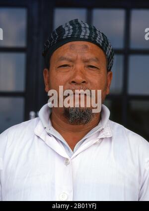 Thaïlande : L'imam de la mosquée Doi Mae Salong, province de Chiang Rai, nord de la Thaïlande, vers 1995. Les muletiers chinois rudes et indomptables connus des Birmans sous le nom de Panthay, et des Thaï et des Lao sous le nom de Haw ou Chin Haw, étaient - et sont généralement encore - les maîtres du Triangle d'Or. Certes, ils étaient des commerçants par excellence, pénétrant dans les confins des territoires interdits tels que les États de Wa, tandis que dans le même temps leurs caravanes mules, chargées de tout, des pierres précieuses et du jade aux poêles à opium et en cuivre, marchaient jusqu'à Luang Prabang au Laos et Moulmein en Birmanie. Banque D'Images