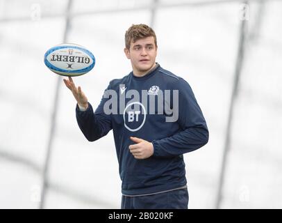 Centre Sportif Oriam, Campus Riccarton De L'Université Heriot-Watt, Édimbourg : 18 Février 2020. L'équipe de rugby Ecosse a suivi une séance d'entraînement avant le match Guinness Six Nations contre l'Italie à Rome. Scott Cummings écossais en action pendant la formation. Crédit: Ian Rutherford/Alay Live News Banque D'Images