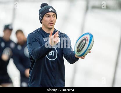 Centre Sportif Oriam, Campus Riccarton De L'Université Heriot-Watt, Édimbourg : 18 Février 2020. L'équipe de rugby Ecosse a suivi une séance d'entraînement avant le match Guinness Six Nations contre l'Italie à Rome. Jamie Ritchie, de l'Écosse, en action pendant la formation. Crédit: Ian Rutherford/Alay Live News Banque D'Images