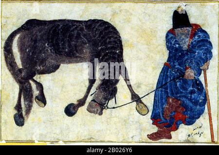 Siyah Kalem ou 'Black Pen' est le nom donné à l'école de peinture du XVe siècle attribuée à Mehmed Siyah Kalem. Rien n'est connu de sa vie, mais son travail indique qu'il était d'origine turque d'Asie centrale et qu'il connaissait bien le camp et la vie militaire. Les peintures apparaissent dans les albums de Conqueror, ainsi nommés parce que deux portraits du Sultan Mehmed II le Conqueror sont présents dans l'un d'eux. Les albums sont composés de miniatures tirées de manuscrits des XIVe, XVe et début du XVIe siècles, et une série de peintures est inscrite "oeuvre du Maître Muḥammad Siyah Kalem." Certains Banque D'Images