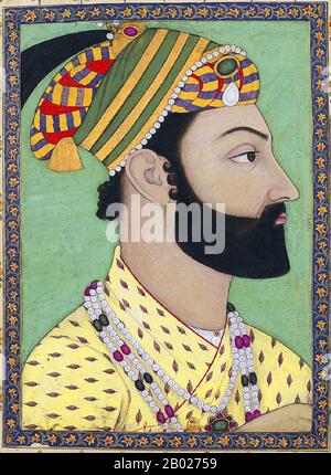 Afghanistan : 'King Ahmad Shah Durrani Abdali'. Portrait miniature par un artiste non identifié de l'école moghole (fl. XVIIIe siècle), v. 1757. Ahmad Shah Durrani (1722-1772), également connu sous le nom d'Ahmad Khan Abdali, était un souverain afghan et roi qui a fondé l'Empire Durrani, considéré par beaucoup comme le fondateur de l'Afghanistan moderne. Banque D'Images