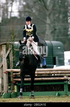 La princesse Anne de HRH participe aux épreuves du cheval Aldon, Angleterre, 1986 Banque D'Images