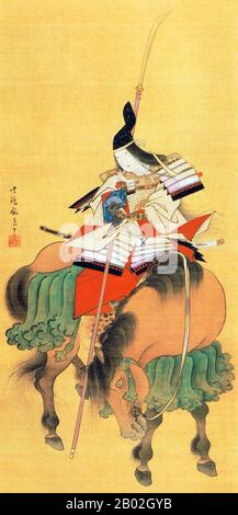 La célèbre samouraï femelle, Tomoe-gozen au XIe siècle. Son mari ou son amour était le général Genji Kiso Yoshinaka. Selon le "Tale of Heike", Tomoe était particulièrement beau, avec une peau blanche, de longs cheveux et des traits charmants. Elle était aussi un archer remarquablement fort, et en tant que femme épées, elle était une guerrière d'une valeur de mille hommes, prête à affronter un démon ou un dieu, monté ou à pied. Elle a géré des chevaux sans rupture avec une compétence superbe; elle a roulé sans faire peur vers des descentes périlleuses. Chaque fois qu'une bataille était imminente, Yoshinaka l'a envoyée comme son premier capitaine, équipé d'une armure forte, un plus Banque D'Images