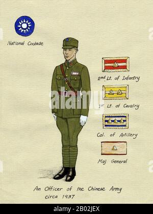 La seconde guerre sino-japonaise (7 juillet 1937 – 2 septembre 1945), appelée après la première guerre sino-japonaise de 1894–1995, fut un conflit militaire qui se battait principalement entre la République de Chine et l'Empire du Japon de 1937 à 1941. La Chine a combattu le Japon avec une aide économique de l'Allemagne (jusqu'en 1941), de l'Union soviétique (1937–1940) et des États-Unis. Après l'attaque japonaise sur Pearl Harbor en 1941, la guerre a fusionné dans le plus grand conflit de la seconde Guerre mondiale comme un front majeur de ce qui est généralement connu sous le nom de la guerre du Pacifique. La seconde guerre sino-japonaise fut la plus grande guerre asiatique du 20ème centu Banque D'Images