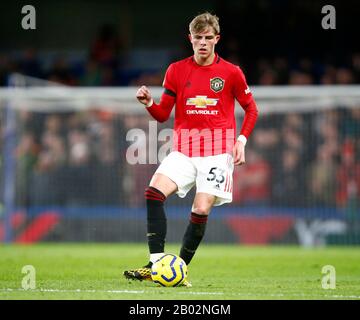 LONDRES, ROYAUME-UNI. 17 février : Brandon Williams de Manchester United pendant la Premier League anglaise entre Chelsea et Manchester United à Stan Banque D'Images