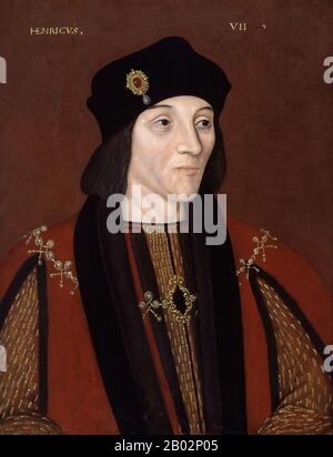 Henry VII (28 janvier 1457 – 21 avril 1509) était roi d'Angleterre et seigneur d'Irlande de sa prise de la couronne le 22 août 1485 jusqu'à sa mort le 21 avril 1509, comme premier monarque de la Maison de Tudor. Henry a remporté le trône lorsque ses forces ont vaincu Richard III à la bataille de Bosworth Field. Il était le dernier roi d'Angleterre à gagner son trône sur le terrain de la bataille. Henry a cimenté sa réclamation en épousant Elizabeth de York, fille d'Edward IV et nièce de Richard III Henry a réussi à rétablir le pouvoir et la stabilité de la monarchie anglaise après les bouleversements politiques du civi Banque D'Images