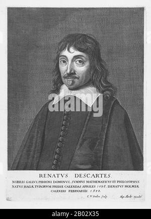 René Descartes (31 mars 1596 – 11 février 1650) était un philosophe, mathématicien et scientifique français qui a passé la plus grande partie de sa vie en République néerlandaise. Il a été surnommé père de la philosophie moderne, et beaucoup de philosophie occidentale ultérieure est une réponse à ses écrits, qui sont étudiés de près à ce jour. En particulier, ses citations sur la première philosophie continuent d'être un texte standard dans la plupart des départements de philosophie universitaire. L'influence de Descartes en mathématiques est tout aussi apparente; le système de coordonnées cartésien — permettant de faire référence à un point dans l'espace comme ensemble de nombres, et al Banque D'Images