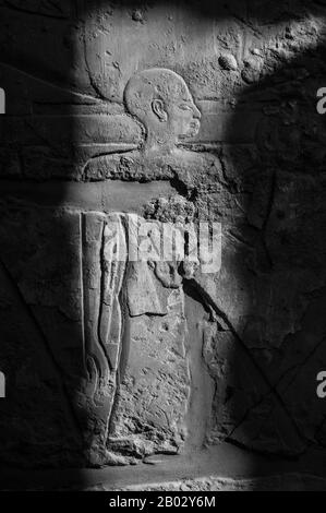 Louxor, Egypte. 11 février 2009 relief égyptien de la pierre pharaonique, ruines antiques du Nil à Louxor, Egypte. Banque D'Images