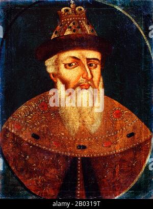 Tsar Ivan IV (3 septembre 1530 – 28 mars 1584), communément appelé Ivan le Terrible, fut le Grand prince de Moscou de 1533 à 1547 et le tsar De Tous les Russias de 1547 jusqu'à sa mort en 1584. Son long règne a vu la conquête des Khanates de Kazan, d'Astra et de Sibérie, transformant la Russie en un état multiethnique et multicontinental s'étendant sur environ 4 048 856 km2 (1 562 500 km2). Ivan a géré d'innombrables changements dans la progression d'un état médiéval à un empire et à une puissance régionale émergente, et est devenu le premier dirigeant à être couronné comme tsar De Tous les Russias. Banque D'Images