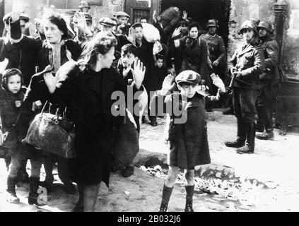 Photo de Jürgen Stroop Report à Heinrich Himmler de mai 1943, l'une des photos les plus tristement célèbres et les plus affligeantes de la seconde Guerre mondiale Banque D'Images