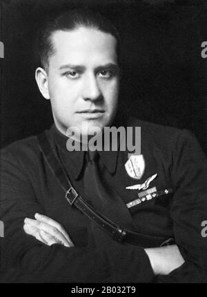 GIAN Galeazzo Ciano, 2ème comte de Cortellazzo et Buccari (18 mars 1903 – 11 janvier 1944) fut ministre des Affaires étrangères de Fascist Italie de 1936 à 1943 et gendre de Benito Mussolini. Le 11 janvier 1944, le comte Ciano a été abattu par le peloton à la demande de son beau-père, Mussolini, sous la pression de l'Allemagne nazie. Ciano a écrit et laissé derrière lui un journal qui a été utilisé comme source par plusieurs historiens, y compris William Shirer dans sa Montée et la chute du troisième Reich. Banque D'Images