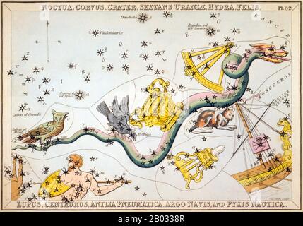 Urania's Mirror; ou, une vue des Cieux est un ensemble de 32 cartes astronomiques de cartes à étoiles, publiées pour la première fois en novembre 1824. Ils avaient des illustrations basées sur l'Atlas céleste d'Alexander Jamieson, mais l'ajout de trous perforés les a permis de les tenir jusqu'à une lumière pour voir une représentation des étoiles de la constellation. Ils ont été gravés par Sidney Hall, et auraient été conçus par une dame, mais ont depuis été identifiés comme le travail du révérend Richard Rouse Bloxam, un maître adjoint à l'école de Rugby. La couverture de la boîte-set a montré une représentation d'Urania, la muse de l'astronomie, an Banque D'Images