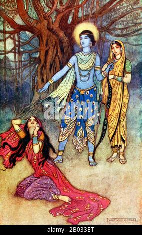 Warwick Goble (22 novembre 1862 – 22 janvier 1943) était illustrateur de livres pour enfants. Il s'est spécialisé dans les thèmes Orientalistes et indiens. Goble est né à Dalston, dans le nord de Londres, fils d'un voyageur commercial, et a fait ses études et sa formation à la City of London School et à la Westminster School of Art. Il a travaillé pour une imprimante spécialisée dans la chromolithographie et a contribué à la Gazette du centre commercial Pall et à la Westminster Gazette. En 1909, il est devenu illustrateur résident de livre-cadeau pour MacMillan et a produit des illustrations pour les bébés d'eau, le saule vert, et D'Autres contes de fées japonais, Le Co Banque D'Images