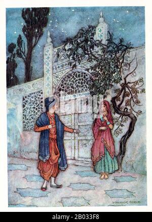 Warwick Goble (22 novembre 1862 – 22 janvier 1943) était illustrateur de livres pour enfants. Il s'est spécialisé dans les thèmes Orientalistes et indiens. Goble est né à Dalston, dans le nord de Londres, fils d'un voyageur commercial, et a fait ses études et sa formation à la City of London School et à la Westminster School of Art. Il a travaillé pour une imprimante spécialisée dans la chromolithographie et a contribué à la Gazette du centre commercial Pall et à la Westminster Gazette. En 1909, il est devenu illustrateur résident de livre-cadeau pour MacMillan et a produit des illustrations pour les bébés d'eau, le saule vert, et D'Autres contes de fées japonais, Le Co Banque D'Images