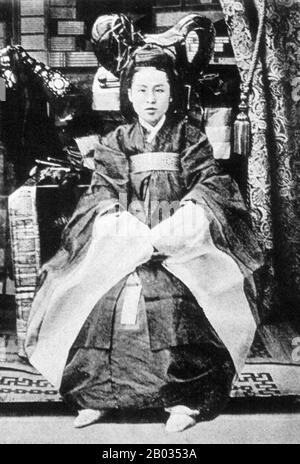 Le gouvernement de Meiji Japon a considéré la Reine min comme un obstacle à son expansion à l'étranger. Les efforts pour la retirer de l'arène politique, orchestrés par des rébellions échoués, poussés par le père du roi Gojong, le Heungseon Daewongun (un régent influent travaillant avec les Japonais), l'ont influencée à prendre une position plus dure contre l'influence japonaise. Après la victoire du Japon dans la première guerre sino-japonaise, la Reine min a plaidé pour des liens plus forts entre la Corée et la Russie dans une tentative de bloquer l'influence japonaise en Corée, représentée par le Daewongun. Tôt le matin du 8 octobre 1 Banque D'Images