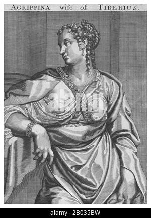 Vipsania Agrippina (36 BCE - 20 ce) a été trahie à Tiberius par son père, Marcus Vipsanius Agrippa, et Octavian avant son premier anniversaire. Ils étaient mariés en 19 BCE. Leur fils, Drusus Julius César, est né en 14 BCE. Cependant, Tiberius a été forcé de divorcer Vipsania et d'épouser la fille d'Auguste, Julia l'Elder, en 11 BCE, une action qu'il n'a jamais cessé de regretter toute sa vie. Elle a été remariée à la sénatrice Gaius Asinius Gallus Saloninus cette même année, avec qui elle avait au moins six fils. Vipsania est finalement décédé en 20 ce. Banque D'Images