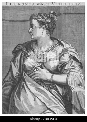 Il y a peu de choses connues de Petronia (ce du premier siècle), la première femme de Vitellius. Ils se sont mariés un peu avant l'an 40 ce et ont produit un fils ensemble, Aulus Vitellius Petronianus. Vu que Vitellius se remariait en 50 ce, il doit avoir divorcé Petronia ou elle était morte avant alors, mais aucune autre mention de elle peut être trouvée dans l'histoire. Banque D'Images