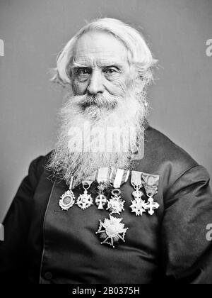 Samuel Finley Breese Morse (27 avril 1791 – 2 avril 1872) était peintre et inventeur américain. Après avoir établi sa réputation de peintre de portrait, Morse, dans son âge moyen, a contribué à l'invention d'un système de télégraphe à fil unique basé sur des télégraphes européens. Il a été co-développeur du code Morse et a contribué à développer l'utilisation commerciale de la télégraphie. Banque D'Images