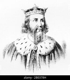 Alfred le Grand (849 – 26 octobre 899), était roi de Wessex de 871 à 899. Alfred a défendu avec succès son royaume contre la tentative de conquête des Vikings, et au moment de sa mort, il était devenu le dirigeant dominant en Angleterre. Il est l'un des deux seuls monarques anglais à recevoir l'épithet "le Grand", l'autre étant le Cygne scandinave le Grand. Il a également été le premier roi des Saxons occidentaux à s'auto-coiffer 'roi des Anglo-Saxons'. Les détails de la vie d'Alfred sont décrits dans un ouvrage de l'érudit gallois du Xe siècle et de l'évêque Asser. Banque D'Images