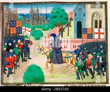 La révolte Des Paysans, aussi appelée Rébellion de Wat Tyler ou Grande Montée, a été un soulèvement majeur dans de grandes régions d'Angleterre en 1381. La révolte a eu diverses causes, y compris les tensions socio-économiques et politiques générées par la mort noire dans les années 1840, les impôts élevés résultant du conflit avec la France pendant La guerre De Cent Ans, et l'instabilité au sein de la direction locale de Londres. Le dernier déclencheur de la révolte a été l'intervention d'un fonctionnaire royal, John Bampton, dans l'Essex, le 30 mai 1381. Ses tentatives de percevoir des impôts impayés sur les sondages dans Brentwood ont pris fin dans une confrontation violente Banque D'Images