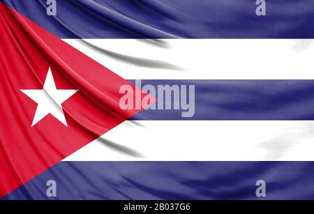 Drapeau réaliste de Cuba sur la surface d'un tissu Banque D'Images