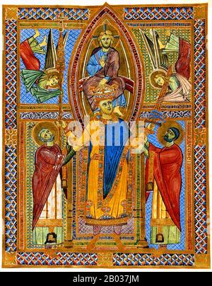 Henry II (974-1024), également connu sous le nom de Henry IV et Saint Henry, était le fils d'Henry II, duc de Bavière et grand-fils du roi Henry I, faisant ainsi partie de la branche bavaroise de la dynastie Ottonienne. En raison de la rébellion de son père contre les deux anciens empereurs, Henry était souvent en exil et est devenu proche de l'Église. Il succède à son père comme duc de Bavière en 995, en prenant le nom d'Henri IV Comme Henry retournait chez lui pour réclamer ses terres, cependant, l'empereur Otto III est mort de fièvre sans héritier pour le succéder. Le chaos politique a déchiré le Saint Empire romain, et Henry a vaincu seve Banque D'Images