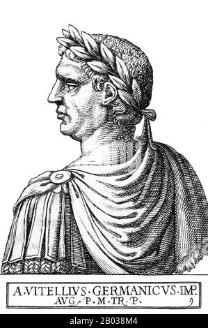 Le troisième des empereurs à gouverner pendant l'année tumultueuse Des Quatre Empereurs, Vitellius a commencé sa carrière de consul en 48 ce, et a finalement été donné le commandement des armées de Germania Inferior par l'empereur Galba. De là, il a commencé sa demande de pouvoir contre Galba et les autres requérants. Il a mené avec succès une révolution militaire contre le successeur de Galba Otho en 69 EC, se faisant marcher à Rome et devenant empereur, bien qu'il n'ait jamais été reconnu comme tel dans le monde romain entier. Ses hommes auraient été légentius et rugueux, Rome devenant embrossés dans les massacres et les émeutes, décadent Banque D'Images