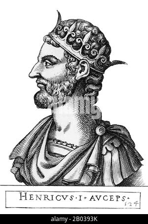 Henry I (876-936), également connu sous le nom de Henry The Fowler, était fils d'Otto l'Illustre duc de Saxe et est devenu duke lui-même en 912. Il était d'origine saxonne et était souvent en conflit avec ses voisins du sud. Il est devenu roi d'East Francia en 919 après la mort du roi Cornad I, nommé successeur du roi sur son lit de mort, devenant le premier roi non-Frankish. L'élection de Henry au roi n'avait pas été soutenue par tous les ducs, il s'est donc déjoué pour les mettre en conformité, en particulier contre le duc Arnulf de Bavière, qu'il a finalement battu en 921 et forcé de soumettre. Il était trop faible pour imposer l'absolutiste Banque D'Images