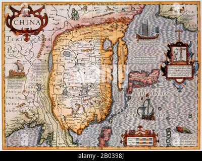 Gerardus Mercator, un Allemand flamand (5 mars 1512 – 2 décembre 1594) était un cartographe réputé pour la création d'une carte du monde basée sur une nouvelle projection qui représentait des cours de voile de lignes droites, une innovation qui est encore utilisée dans les cartes marines utilisées pour la navigation. Jodocus Hondius (nom néerlandais: Joost de Hondt) (1563 – 1612) était un graveur et cartographe flamand. Il a aidé à faire d'Amsterdam le centre de la cartographie en Europe au XVIIe siècle. Banque D'Images